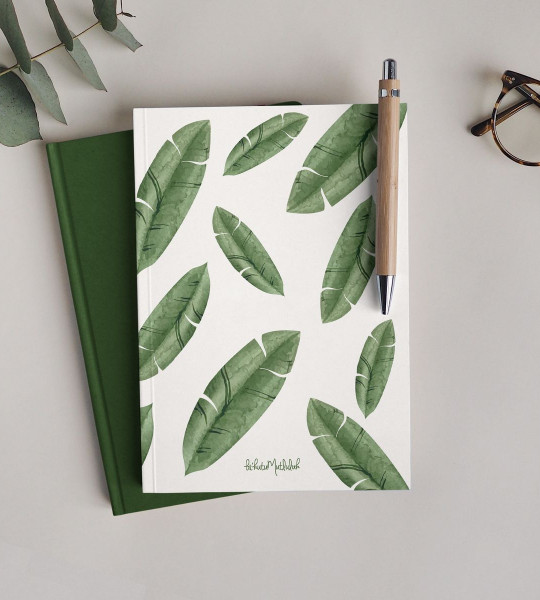 Banana Leaf Yeşil Bitkiler Çizgisiz Defter