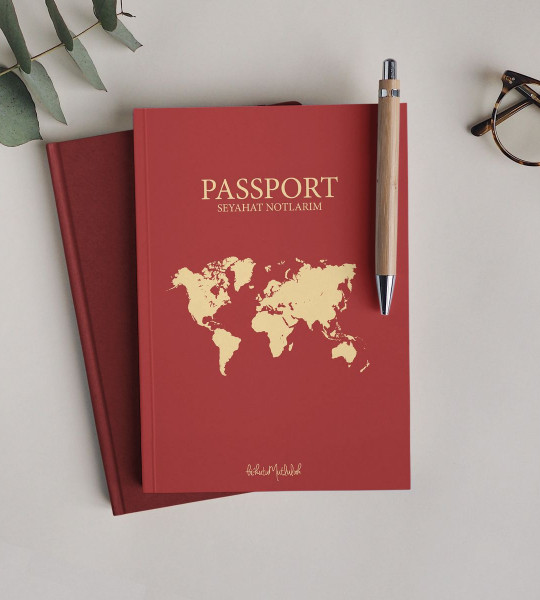 Bordo Pasaport Çizgisiz Defter