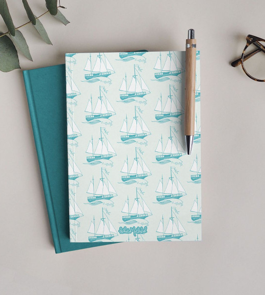 Mint Dalgalı Deniz Çizgisiz Defter